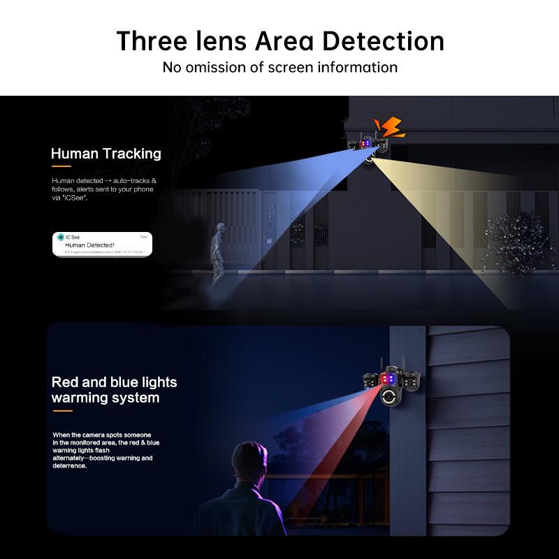 Outdoor Wireless Camera with Night Vision, Three-Screen Remote Monitoring System
