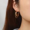 Simple Fine Stainless Steel Stud Earring Gold Plated Multi Layer Circles Bead Hoop Earrings For Women Daily Wearing Party Gifts