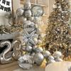 1set Silver Theme Balloon Set, Birthday Party, Wedding, Anniversary, New Year Party, Photo Props Decoration Supplies