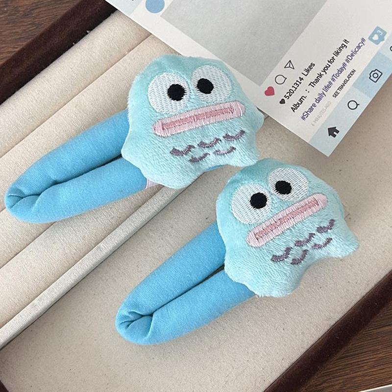 Cartoon Sanrio Hairpin Bangs Clip Sweet Cute Hangyodon Plush Barrettes Sponge Bb Clip  Hair Accessory Hair Clip Girl Gift синий
