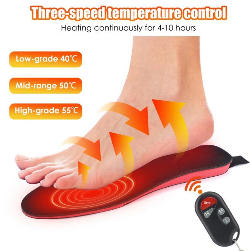 USB Rechargeable Heated Insoles for Winter Skiing - Three-Level Heating Foot Warmers