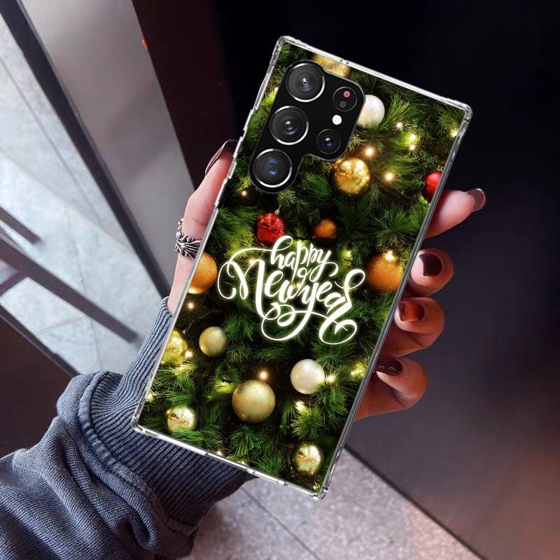 Merry Christmas Tree Snow Phone Case For Samsung Galaxy S23 S24 S25 Edge S26 Ultra S22 + S21 Plus S20 FE Cover Silicone Print Sh