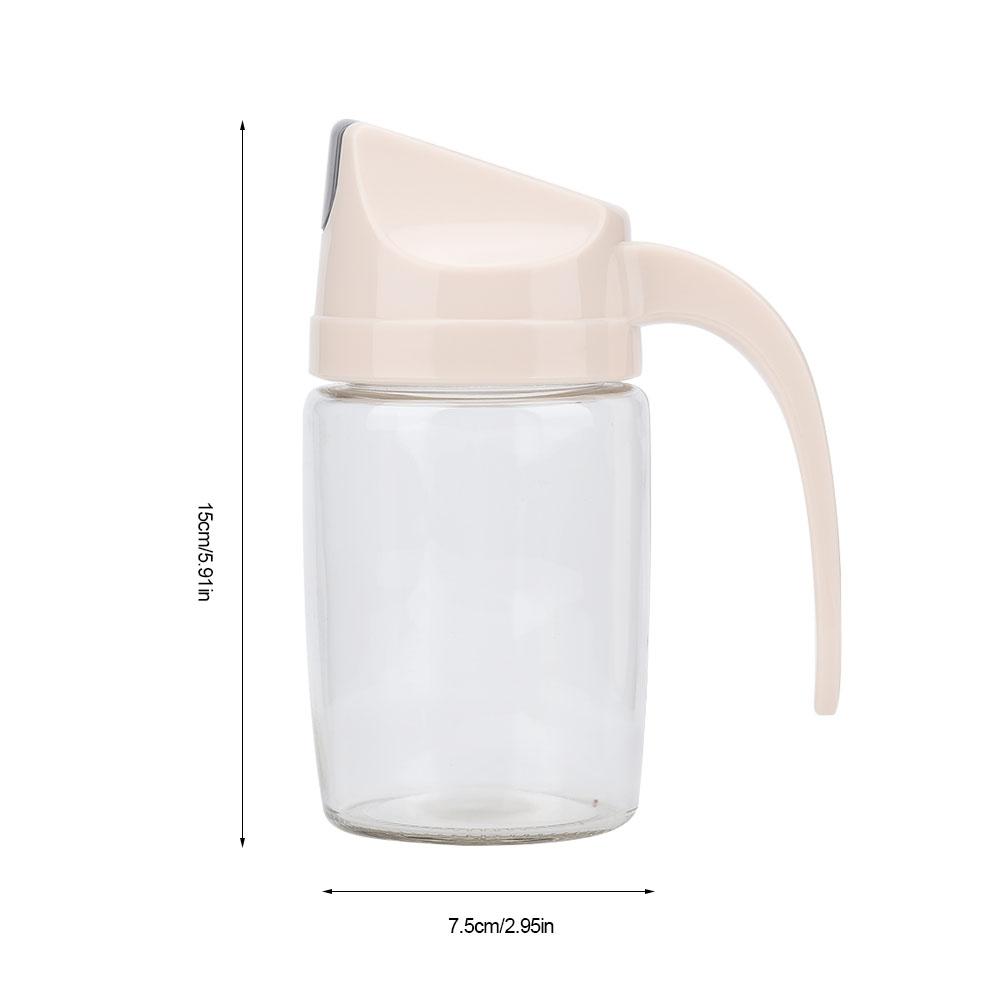 Glass Oil Dispenser Bottle  proof Dust Proof Automatic OpenCelsiusClose Oil Pot Apricot (300ml)