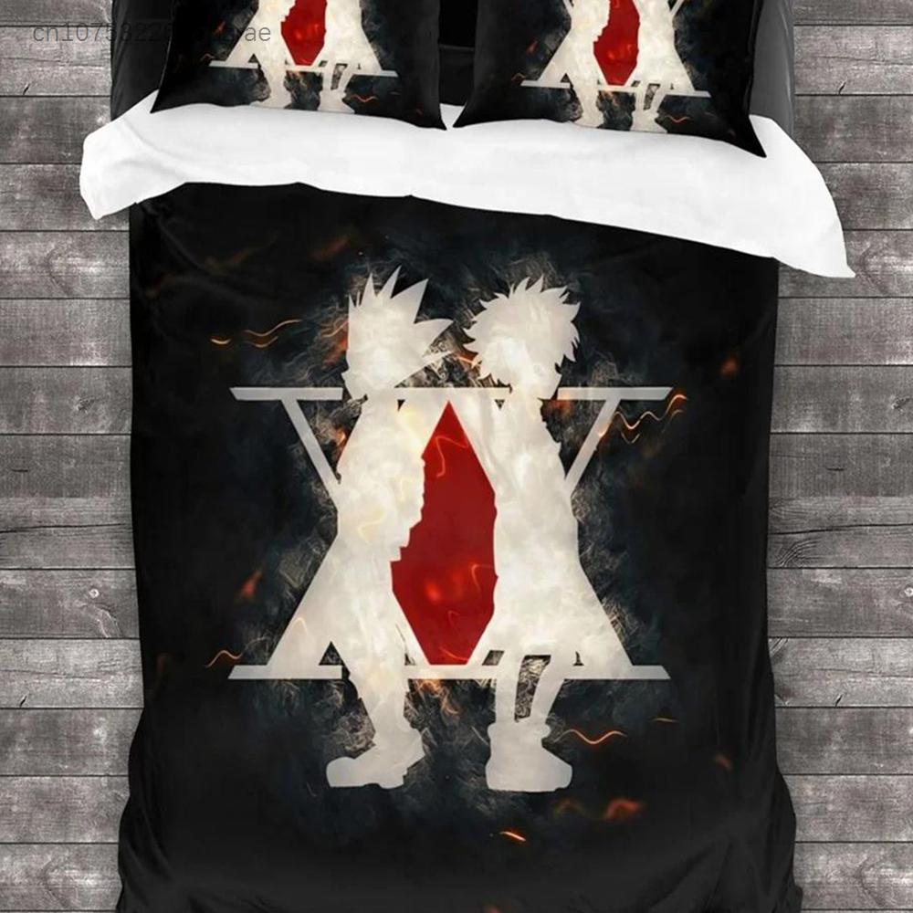 Anime Hunter X Hunter Bedding Set 3 Pieces Cartoon Duvet Cover Quilt Cover Japanese Manga Home Textiles Bedroom Decor