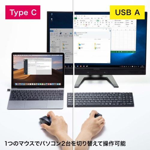 Sanwa Supply Silent Wireless Blue LED Mouse Type-C/A Connector Included Large 5 Button MA-WBLC169BK