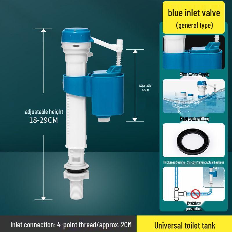 Complete Toilet Valve Kit with Inlet Valve, Universal Flush Button, and Drain Valve