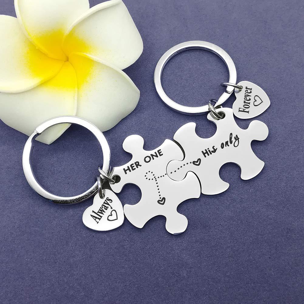 Always Forever Puzzle Stainless Steel Keychain Building Block Design Fashion Couple Pendant Practical High Quality Gift