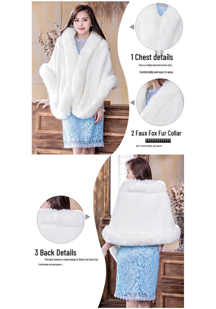Women's Soft Thickened Faux Rabbit Fur Shawl - Warm Autumn/Winter Cloak