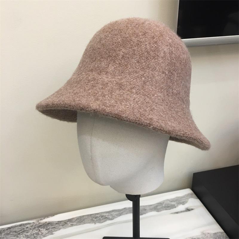 Wool bucket hat autumn and winter women double brim thermal basin hat literary fashion gift hat