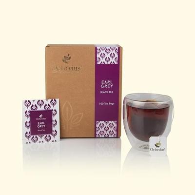 Octavius Earl Grey Schwarztee - 100 Teebeutel | 100% Reiner & Authentischer Darjeeling-Tee | Premium Schwarztee | 100 Teebeutel - (2 g jeweils)