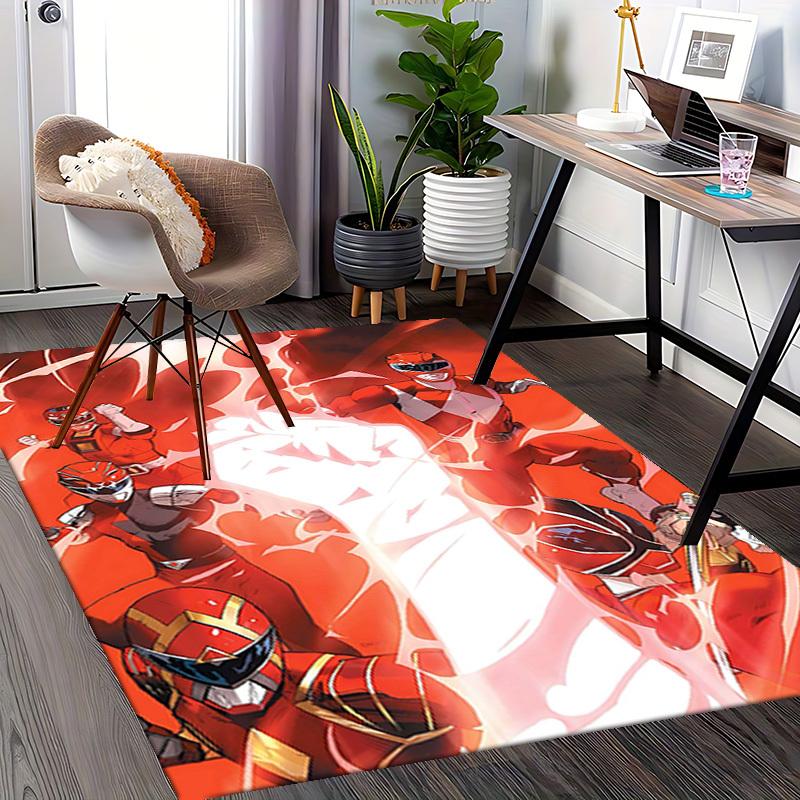 1pc Power Rangers Red Ranger Anime Cartoon Design Office Chair Mat Non-Slip Carpet for Home Decor, Suitable for All Seasons, Ideal as a Gift.Y035