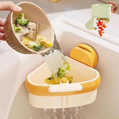 Yousheng 2Pcs Sink Strainer Baskets Large Capacity Automatic Dumping Simple Installation Suction Cup Sink Corner Racks for Kitchen