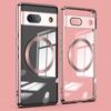 Magnetic Clear Case for Google Pixel 7a,TPU Electroplated Phone Cover with Lens Protector