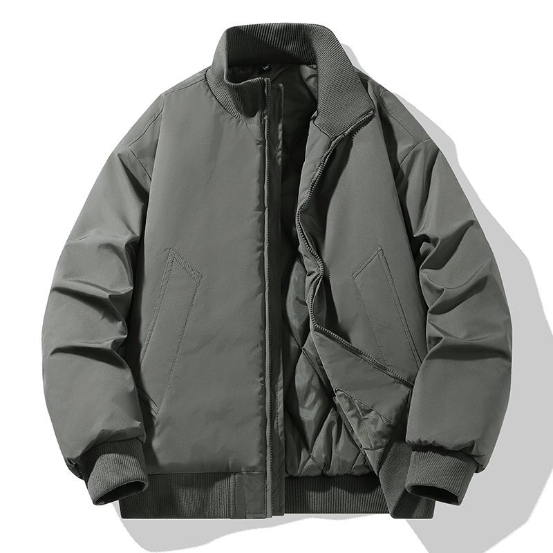 Stand Up Collar Down Cotton Jacket for Men In Winter, Loose Oversized Cotton Jacket with Added Velvet and Thick Coat, Men's Cotton Jacket