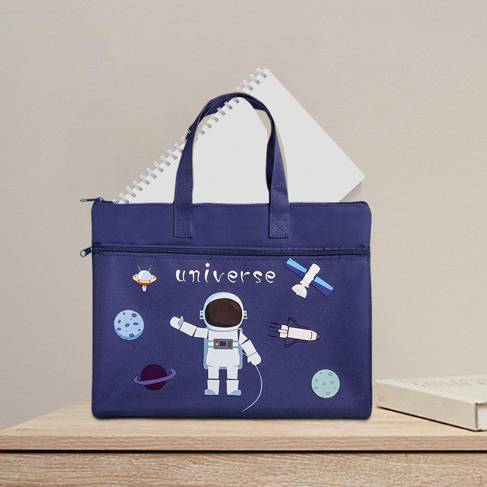 Adorable File Bag Practical Double Layered Storage Waterproof Child Document Handbag for Painting Astronaut 689₽