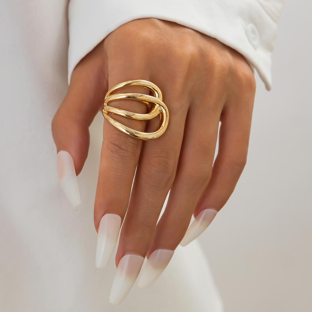 Ingemark 6 Styles Unique Large Petal Flower Twisted Wave Rings for Women Vintage Geometric Adjustable Ring Jewelry Steampunk Men