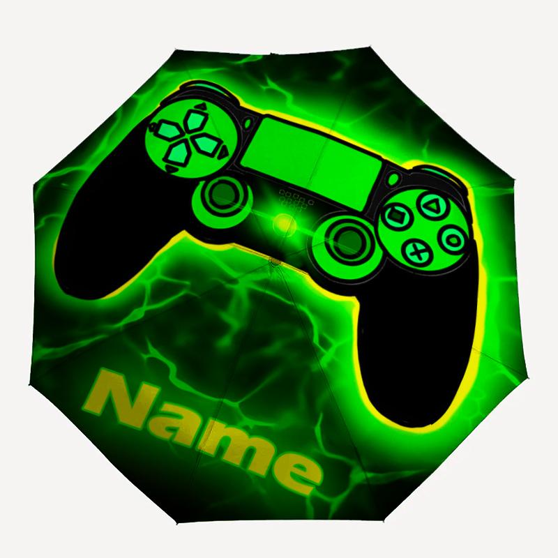 Custom Name Game Controller Theme Automatic Umbrella, Lightweight & Portable, 8 Rib, Perfect for Outdoor Travel, Birthdays, Christmas, Gifts.