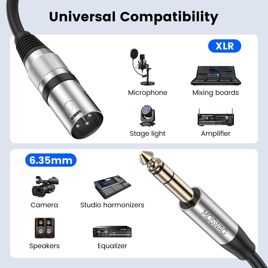 MOSWAG XLR-6.35mm (14 inch) Audio Cable Guitar Cable 5m
