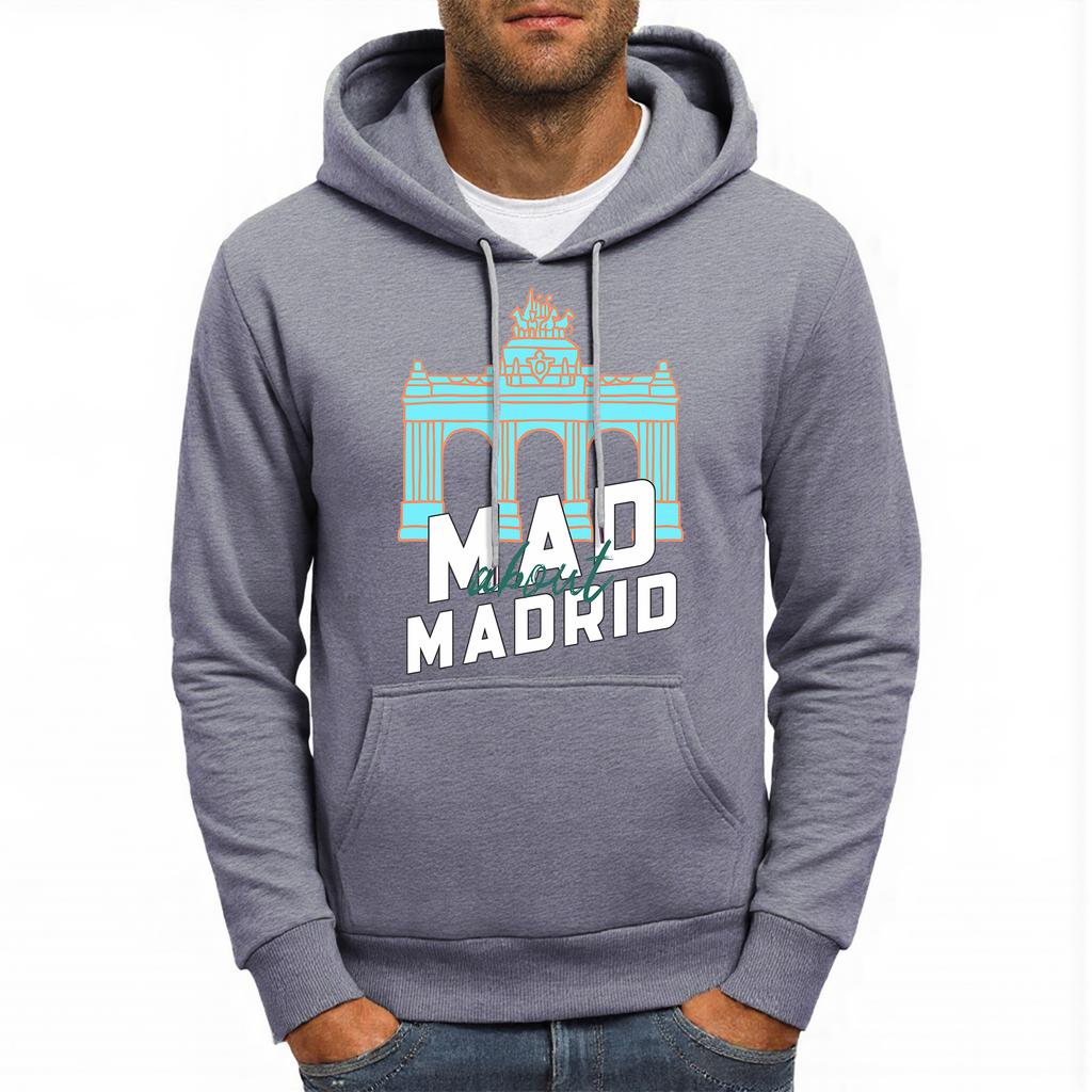 Madrid Alcala Sliding Door Printing Mens Hoodies Hip Hop Loose Unisex Streetwear Casual Pocket Hoody Autumn Fleece Male Pullover