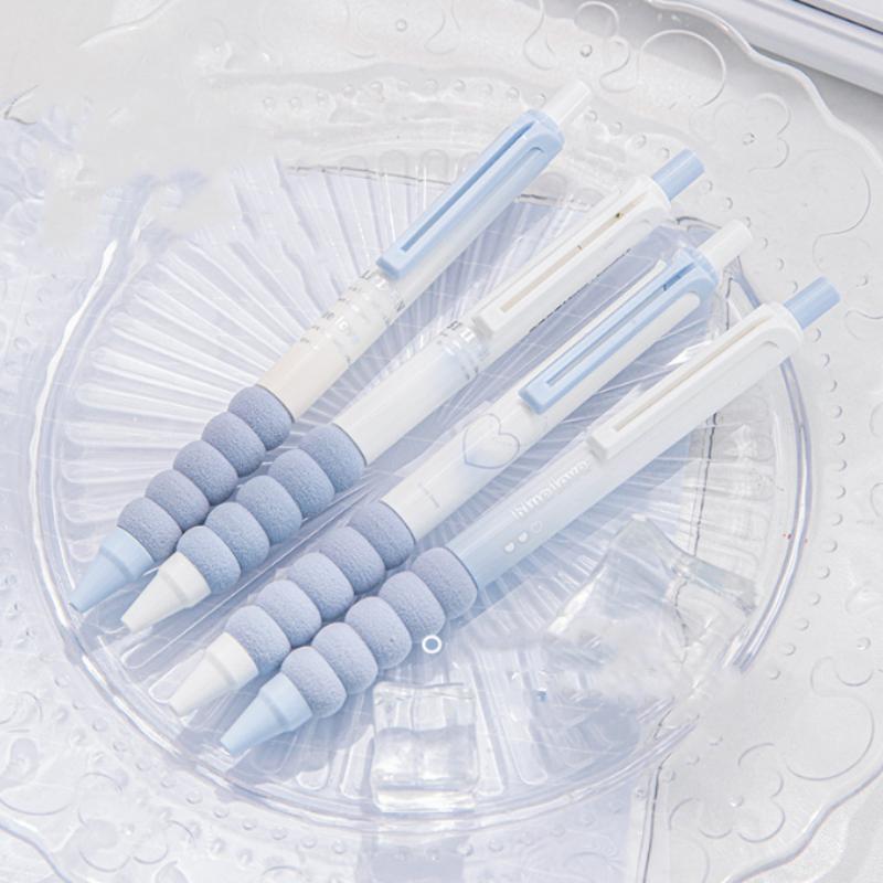 4Pcs/set Cute Black Gel Pen Adorable Ins Korean Floral 0.5mm Gel Pen Kawaiii Pen for Journal Notepad Test Paper School Supplies