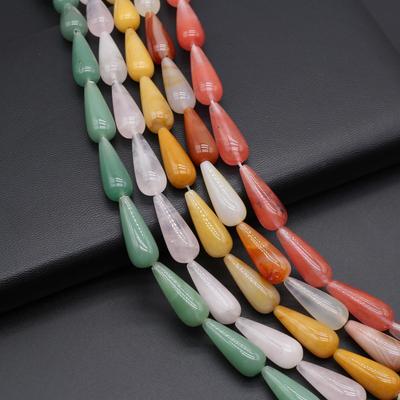 Natural Stone Septum Beads Green Aventurine/Agates Long Drop-Shaped For Jewelry Making DIY Necklace Bracelet Earrings Accessory