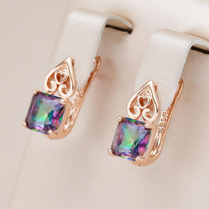Square Natural Zircon Drop Earrings For Women For Women Fashion Gold Color Luxury Holiday Party Daily Jewelry