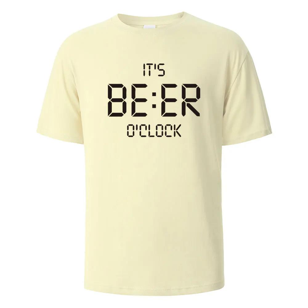 Beer O Clock Print Tshirt Personality Casual Simple Street Fashion Cotton Summer Tshirt Unisex And Unisex Loose Casual Top Y2k