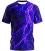 Herren T-Shirt mit 3D-Blitzmuster Sommer kurzärmelig lässig Rundhals atmungsaktiv Streetwear personalisiertes Oberteil