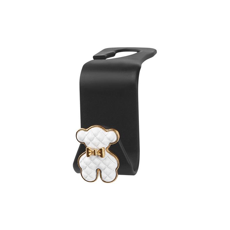 Cartoon Car Seat Back Hooks Diamond Camellia Flowers Cute Bears Decoration Car Interior Storage Hook Handbag Hanging Holder Hook