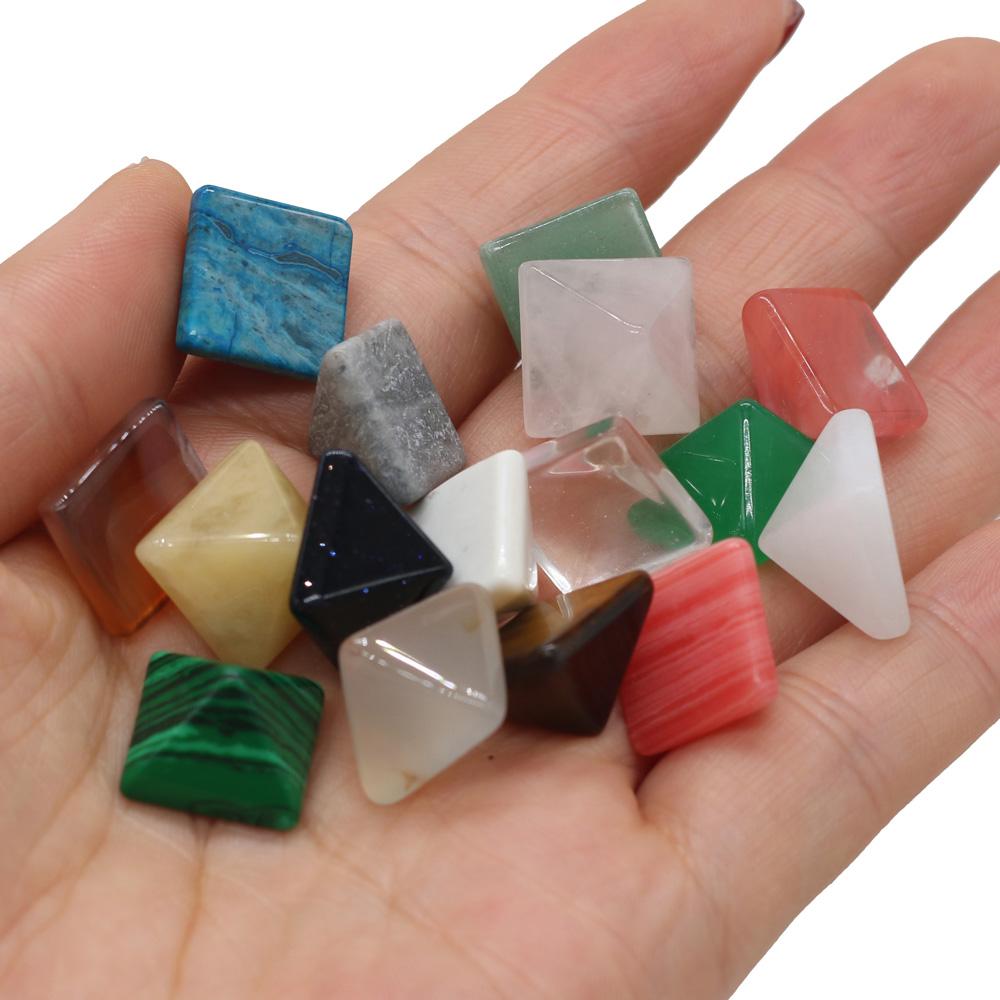 10Pcs Mini Healing Crystal Pyramid Decorative Ornament,Natural Stone with Four Sides Tapered,Reiki Crystal Point Home Decor Jewelry 14x14mm