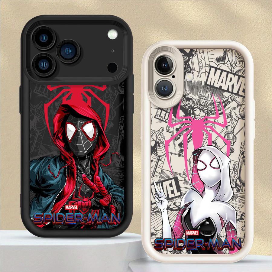Soft Shell Phone Case for iPhone 15 16 14 Plus XR XS Max 13 12 11 Pro Max 17 Air 16e Marvel Cute Spider Men