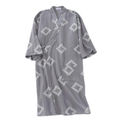 IDOHEMO Yukata Bathrobe for Gauze Room M Men, Double-layered Pajamas, Jinbei, 100% Cotton, Wear, Loungewear, Summer, Soft, Moisture-wicking,