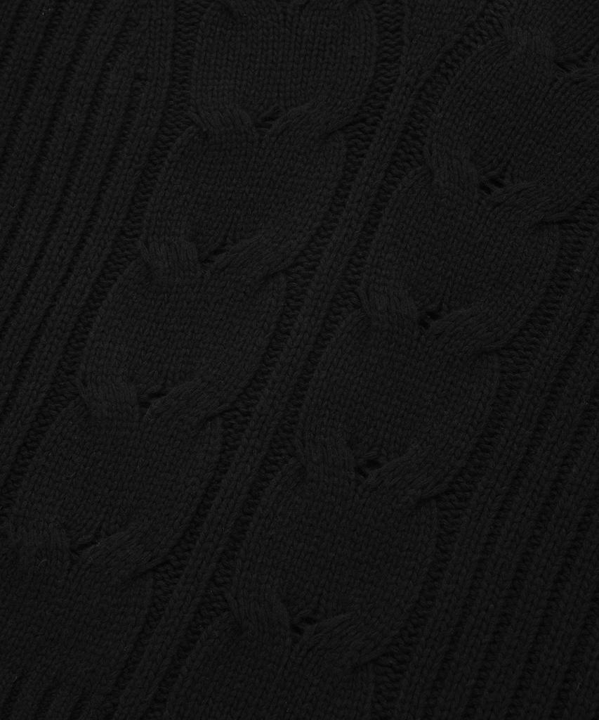 FALLETT Lambswool Cable Knit Half Zip Black