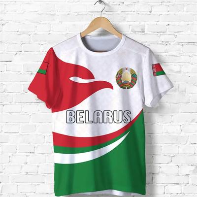 Koszulki męskie Białoruś Luźne, okrągłe wycięcie pod szyją Flaga Białorusi BL Krótki rękaw Topy Koszulki Odzież męska Oversize T-shirt 2025