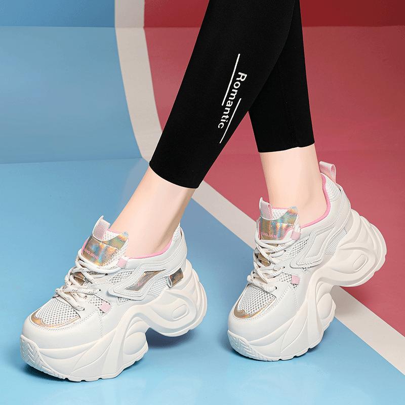 Premium explosion inner height increase dad shoes women's thick sole 9cm summer new small casual little white women's shoes