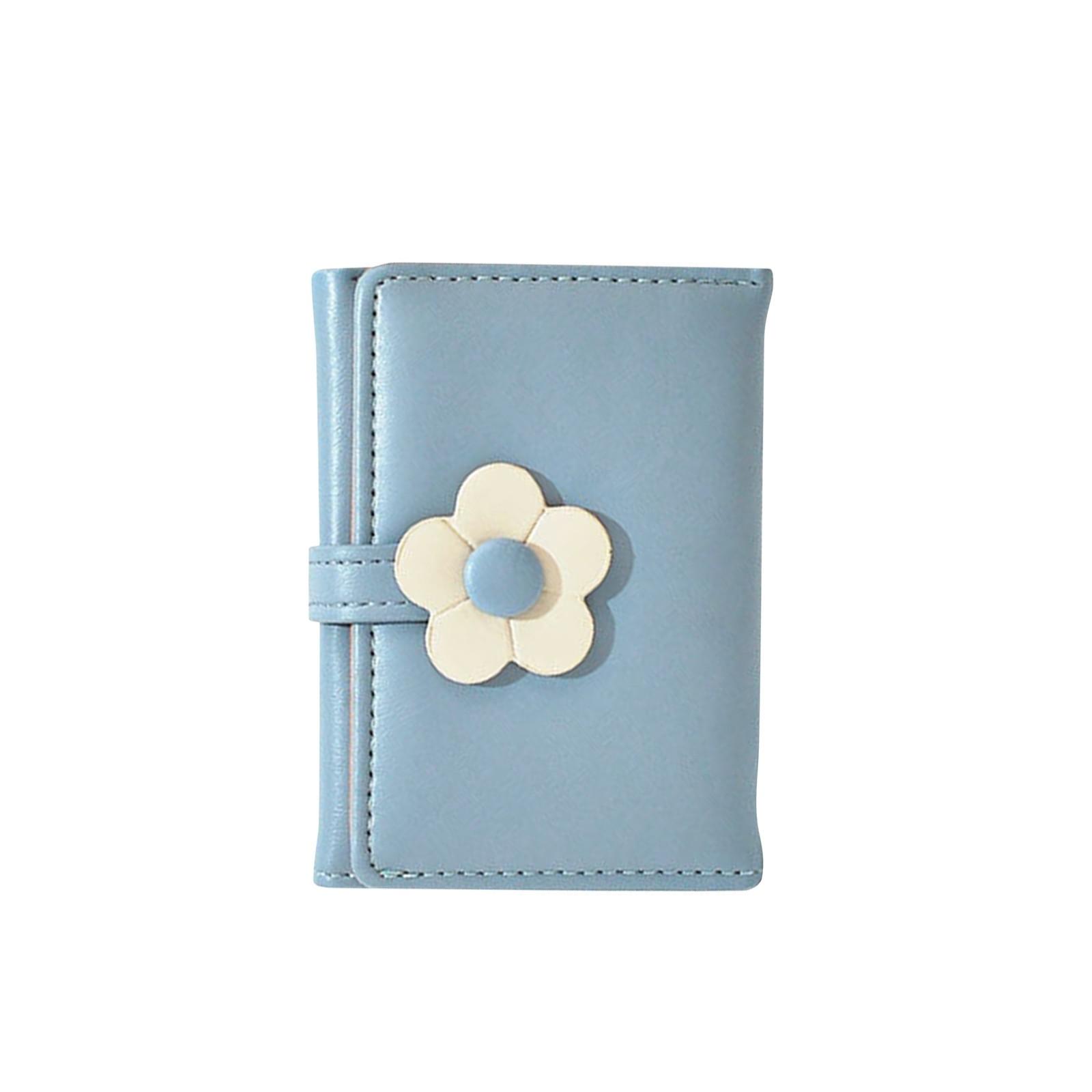 

Милый кошелек, зеленый, тонкий, тройной, кошелек из искусственной кожи, маленький кошелек для женщин, девушек, подростков One Size небесно-голубой