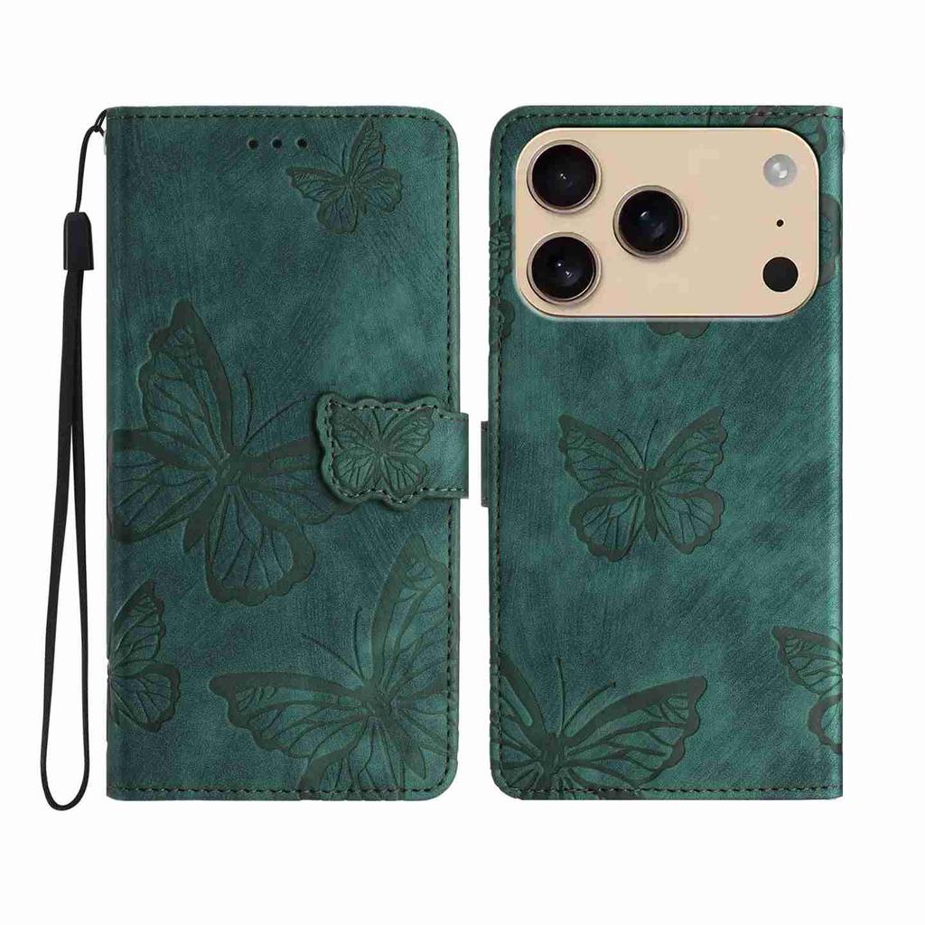 For iPhone 7 8 XS 11 12 13 14 15 16 17 Series Faux Leather Wallet Case with Butterfly Design,Card Slots & Shockproof Protection