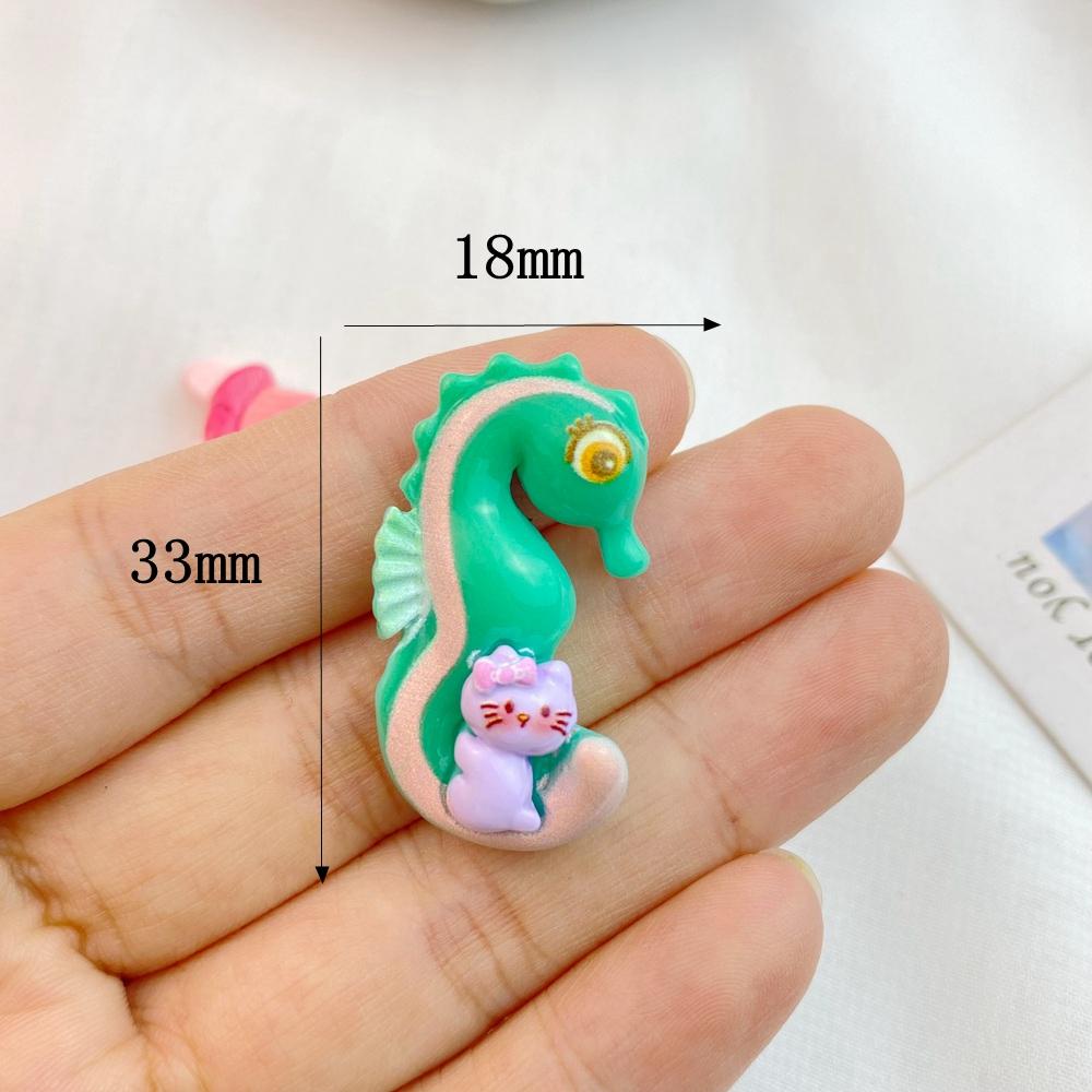 7Pcs New Cute Mini Cartoon Whale, Octopus, Turtle, Seahorse Series Flat Back Ornament Jewelry Bows Accessories