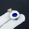 Blue Sapphire Gemstone Silver Pendant In 925 Sterling Silver - Handmade Oval Design, Everyday Wear Jewelry Valentine Day Gift