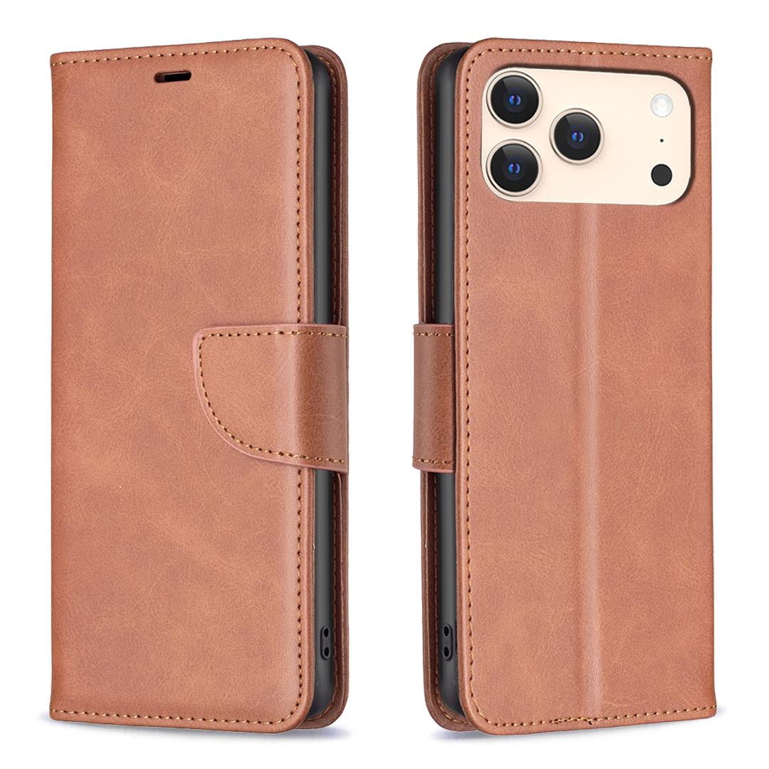 

For iPhone 17 Pro Case Shockproof PU Leather Cover with Wallet Card Slots Brown
