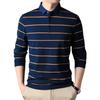 Striped Men's Polo Shirt Casual T-shirt Quality Skin-friendly T-shirt Long-sleeved Shirt Men's Cotton Loose Trendy Men's Clothing