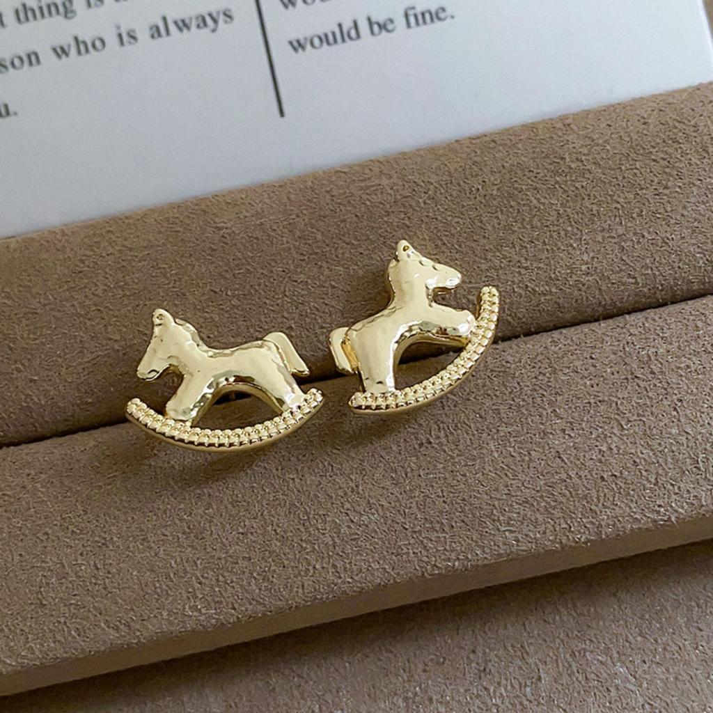 New Minimalist Fashion Little Pony Stud Earrings for Women Girl Gold Silver Color Cartoon Animal Earring Trend Jewelry