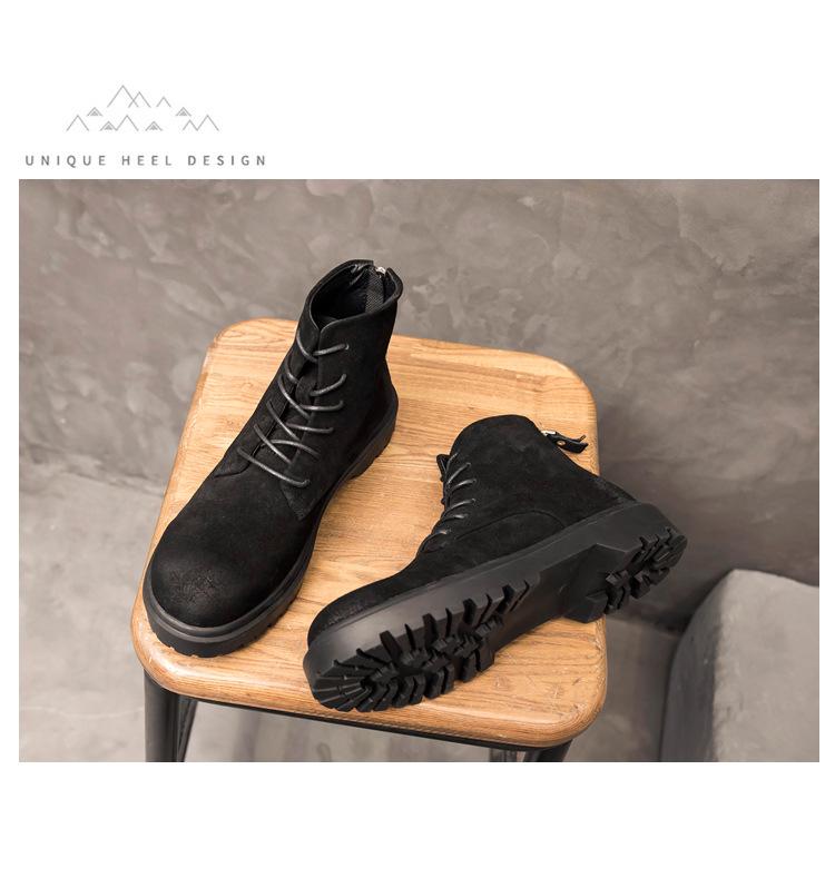 2024 High-Top British Martin Boots: Men’s Retro Cow Suede with Inner Height Increase and Thick Sole