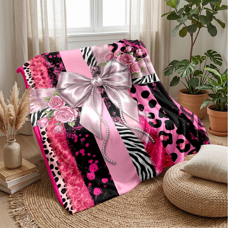 Pink Zebra Jungle Print 1 Theme blanket Lightweight Warm Flannel Blanket Decorative Throw Blanket for Home Decoration