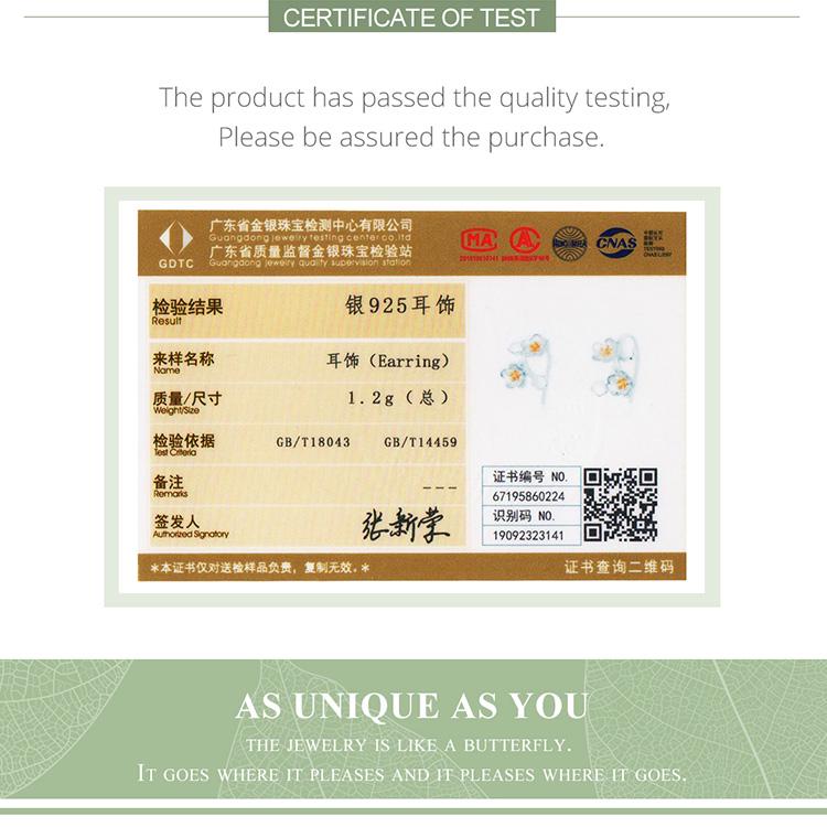 Bamoer Sakura Floral Branch Tiny Earrings Sterling Silver 925 Vivid 3D Flower Fine Bijoux Orecchini