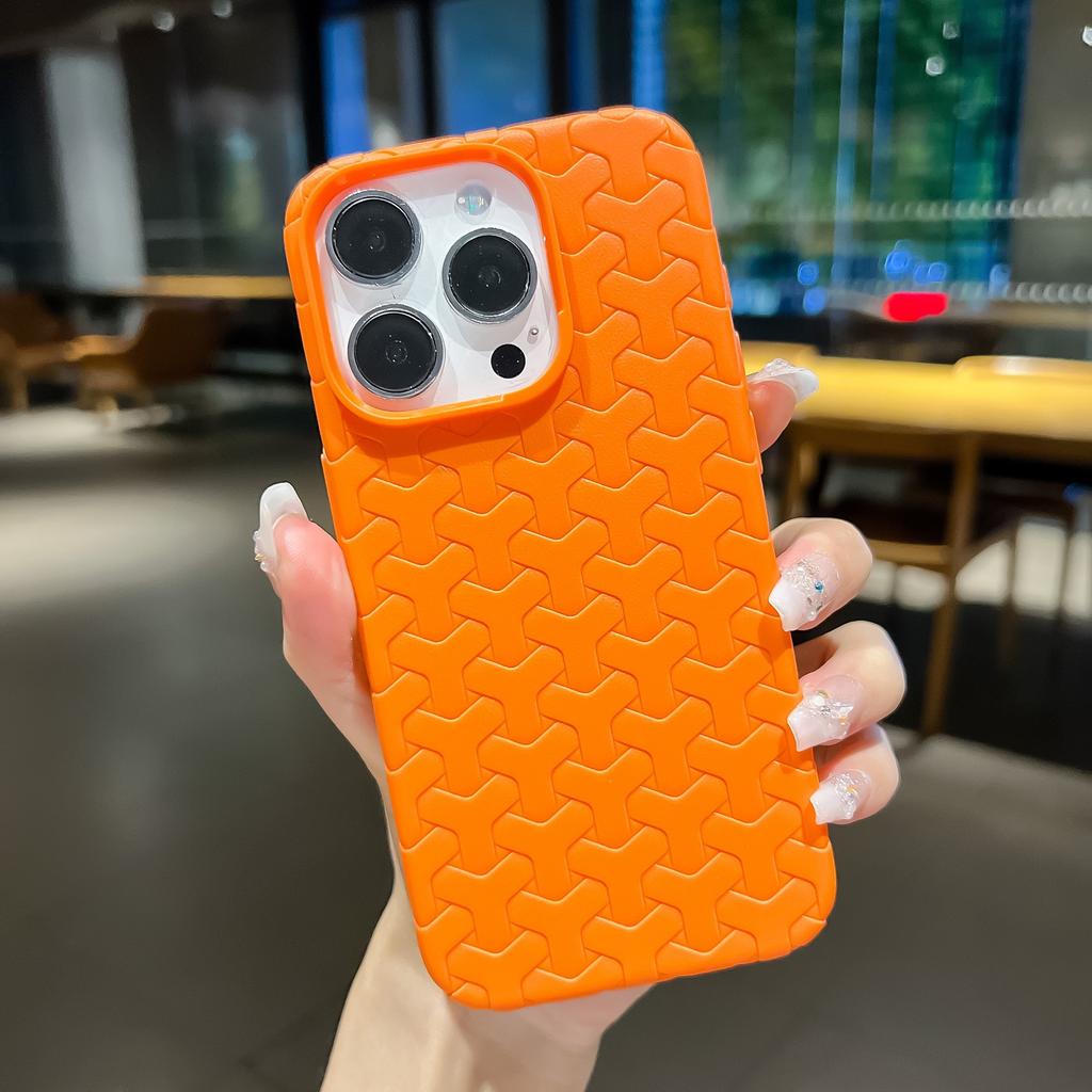 Three-dimensional Dog Tooth Pattern Suitable for Apple Ip15 Phone Case Y-shaped Braided Pattern Apple 16 Heat Dissipation TPU Protective Case