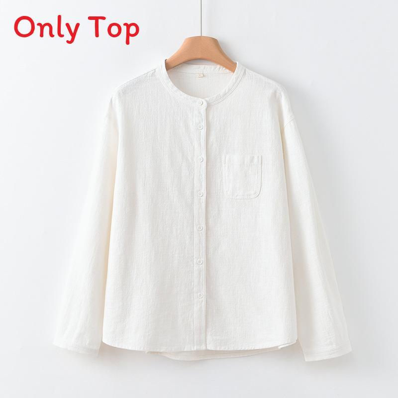 Casual Linen Shirt For Women With Mandarin Collar And Pockets Spring 2026
