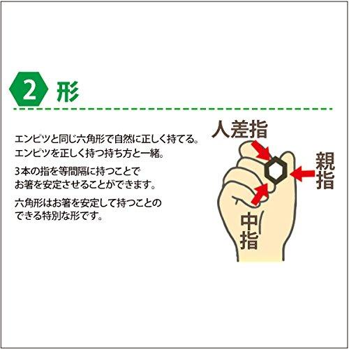 Hashisho Seiwa Hexagonal Intelligent Chopsticks, Plain (For 3rd and 4th Graders/18cm, Green)