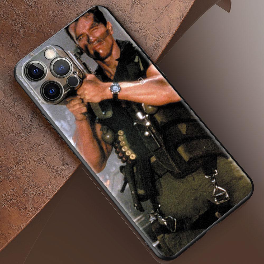 Mobile Phone Case For iPhone 14 15 11 12 13 16 Pro Max 16 Plus XS Black Soft Cover Coque Arnold Schwarzenegger Commando 1985