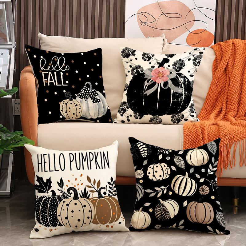Thanksgiving New Cushion Cover Living Room Harvest Decoration Pumpkin Print Cushion Autumn Set Cushion Cover